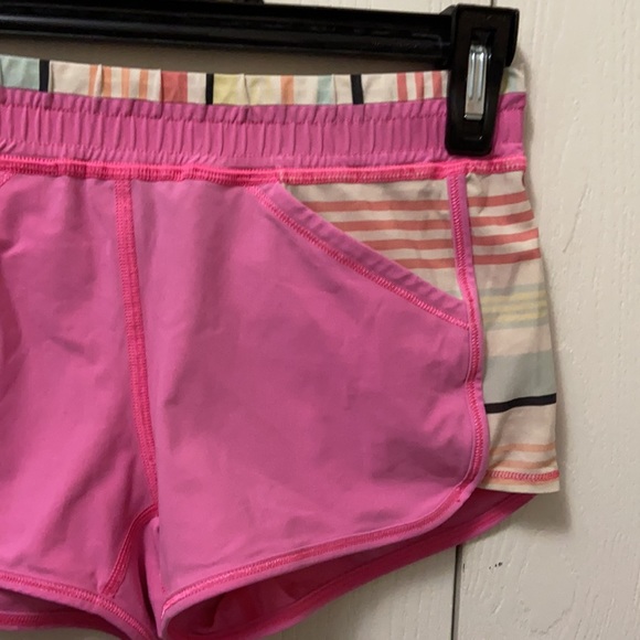 Ivivva Pink & Pastel Striped Exercise Shorts - Picture 3 of 5